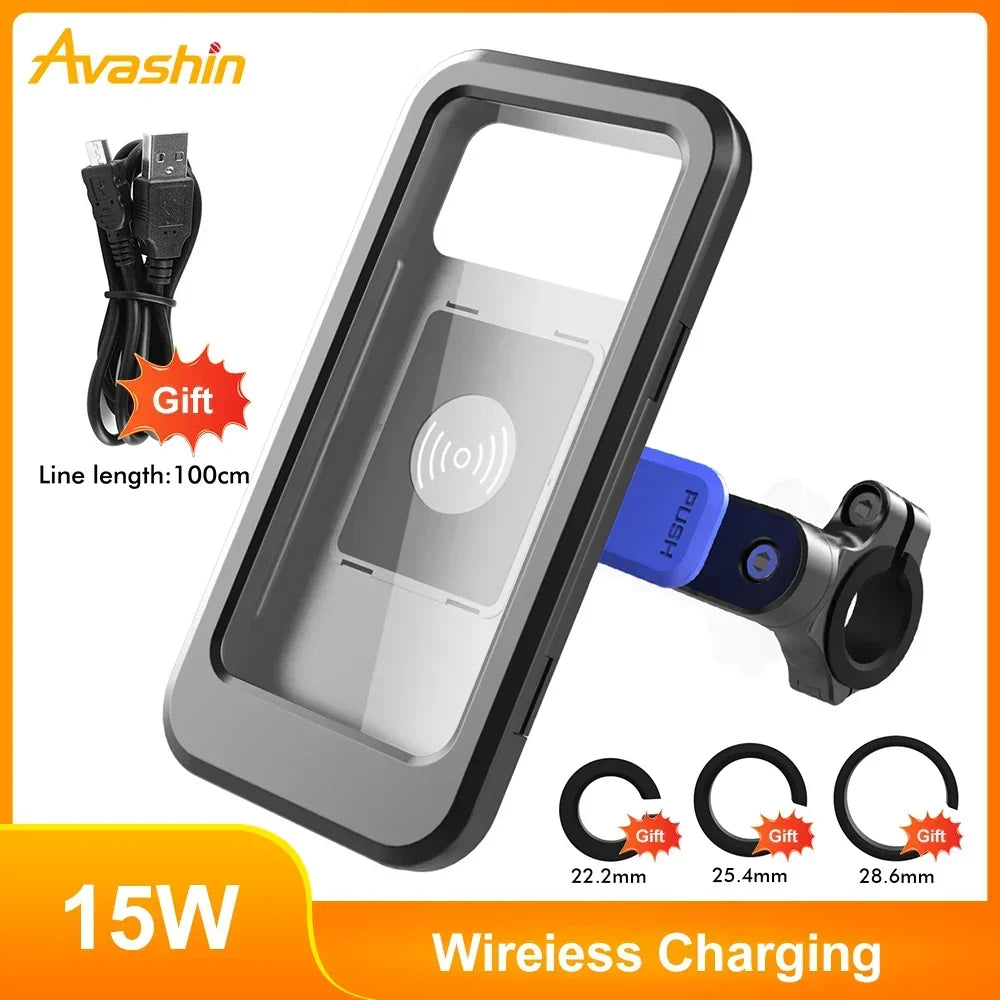 Vanntett mobilholder til styre — USB-powerbank på 5000mAh, 4.5-6.8in