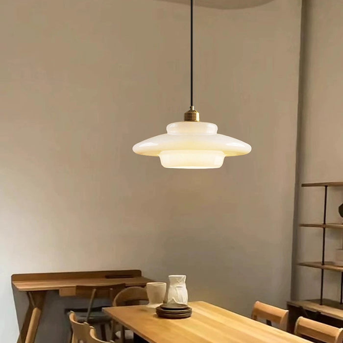 Mid Century White Glass Pendant Light For Modern Interiors