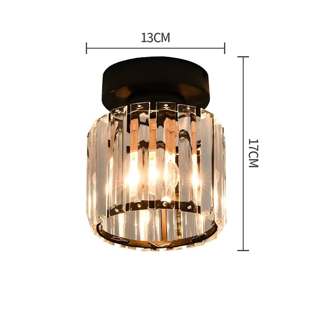 Black Gold Crystal Flush Mount Light Fixture — E27 Socket