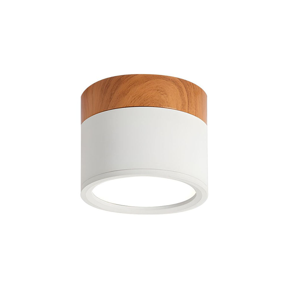 Okrągła przylegająca do sufitu oprawa LED, drewniane detale, aluminium, 5 W lub 7 W, do przedpokoju, sypialni, kuchni i korytarza, nowoczesna, minimalistyczna lampa sufitowa w stylu skandynawskim