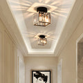 Black Gold Crystal Flush Mount Light Fixture — E27 Socket
