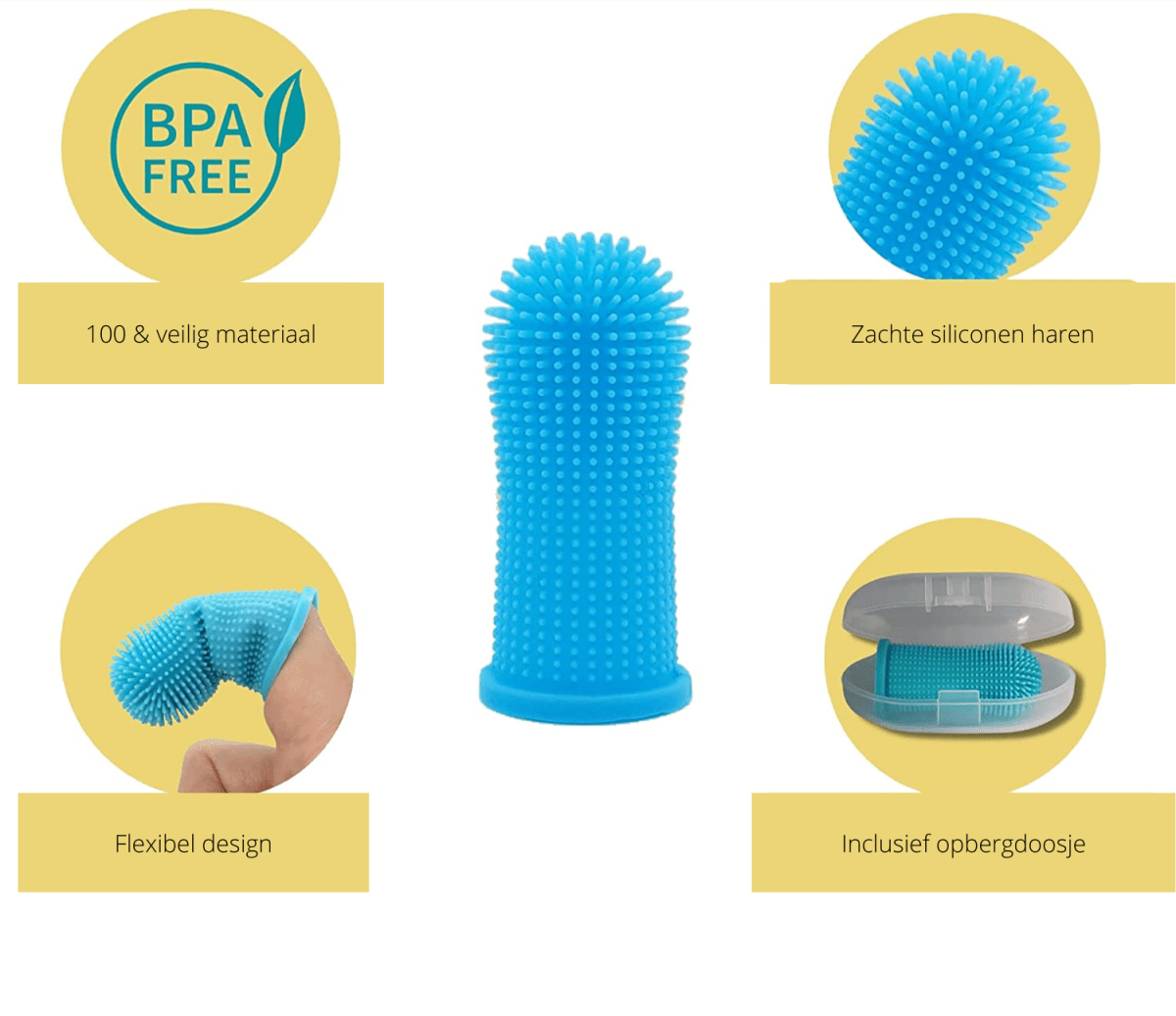 Escova de dentes de silicone para dedo NovaPaw 360 — Bainha ajustável para cães