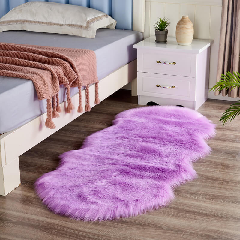 Plush Beige Faux Fur Runner 24 × 47 Inches — Sheepskin Style, Anti-Slip