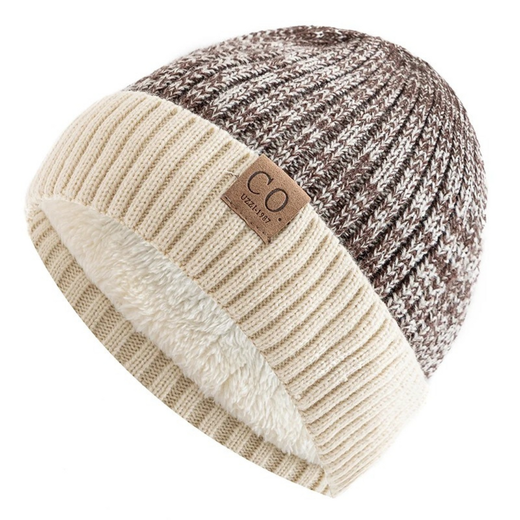 Unisex-Strickmütze für den Winter mit Fleecefutter – warme Thermo-Skullcap