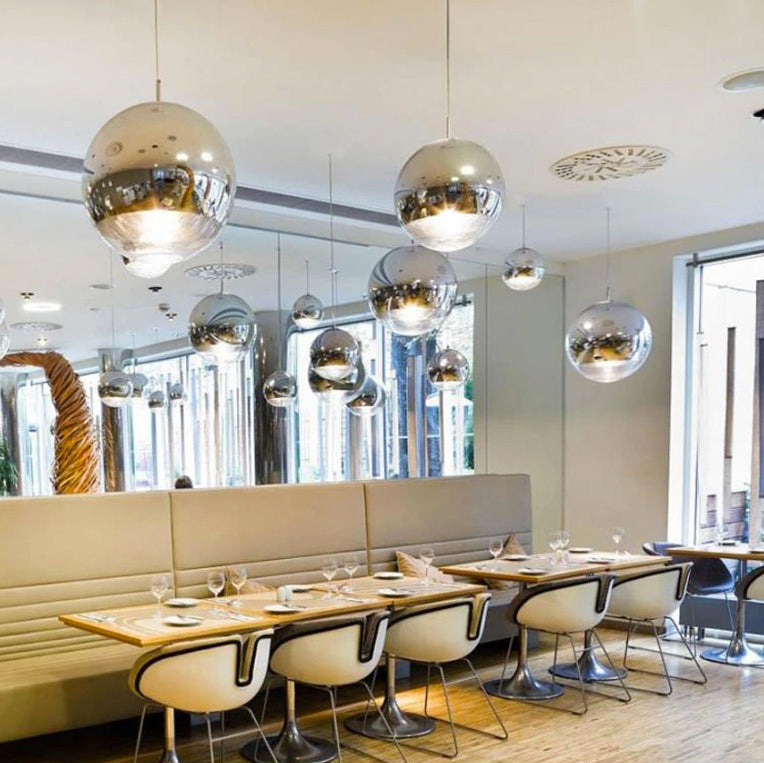 AuroraSphere Glass Orb Pendant Light With Silver Half And Clear Half