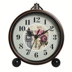 European Vintage Metal Bedside Alarm Clock Silent Analog Large Display - Euroselle