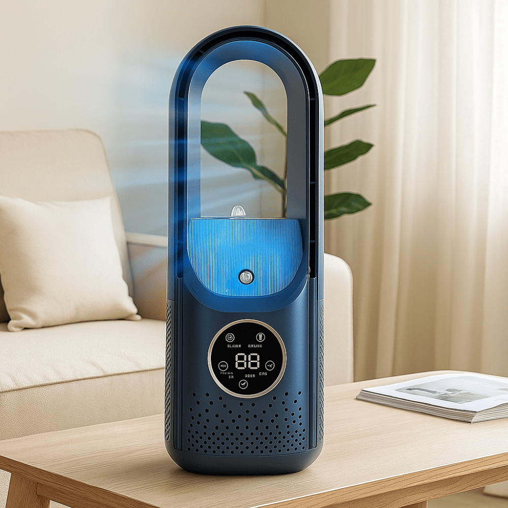 Rafraîchisseur d’air sans pales alimenté par USB — unité de refroidissement portable avec réservoir d’eau intégré de 100 ml