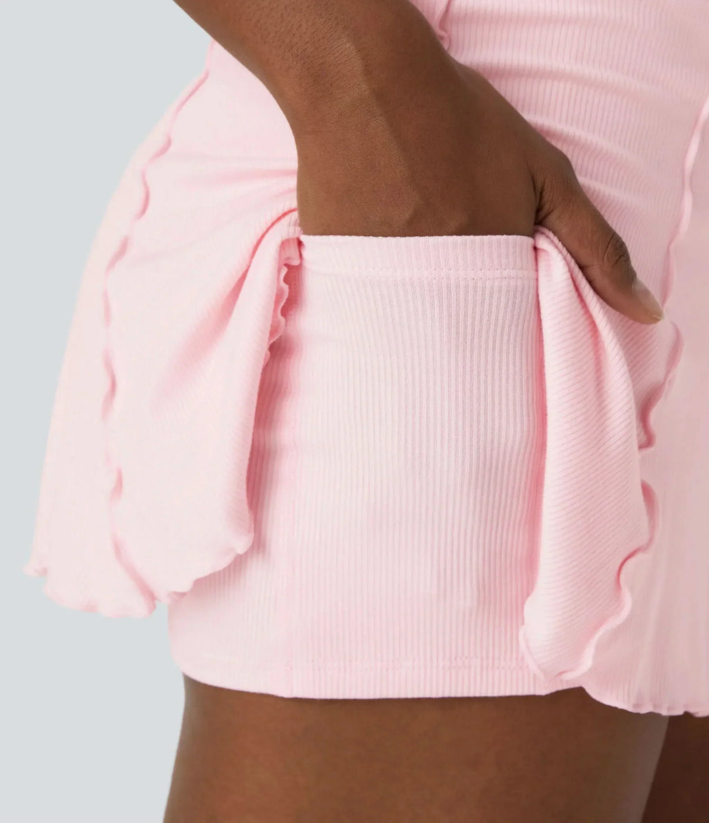 FlexWeave 2-i-1-tenniskjol — Inbyggda shorts och volangkant