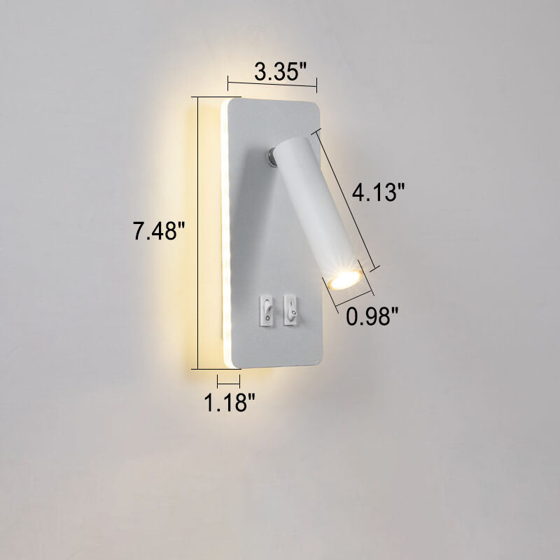 可调LED阅读壁灯，3.3 in铁质射灯，适用于卧室和走廊，现代硬接线任务灯，可旋转灯臂，壁装灯具，黑色或白色