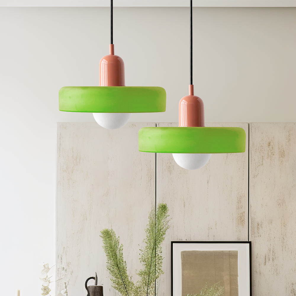 KiraGlass Geometric Bauhaus Pendant Light In Colored Glass