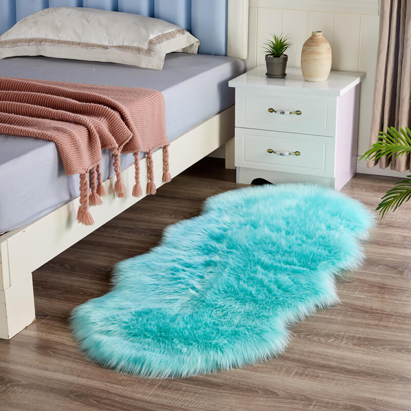 Plush Beige Faux Fur Runner 24 × 47 Inches — Sheepskin Style, Anti-Slip