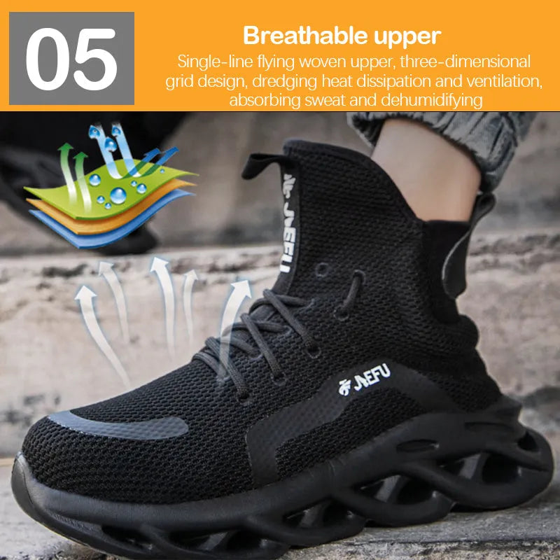 Men’s Steel Toe Work Shoes — Kevlar Midsole, Lightweight Comfort