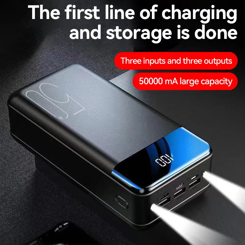 50000mAh nødlader — LED-display, rask USB-lading av flere enheter