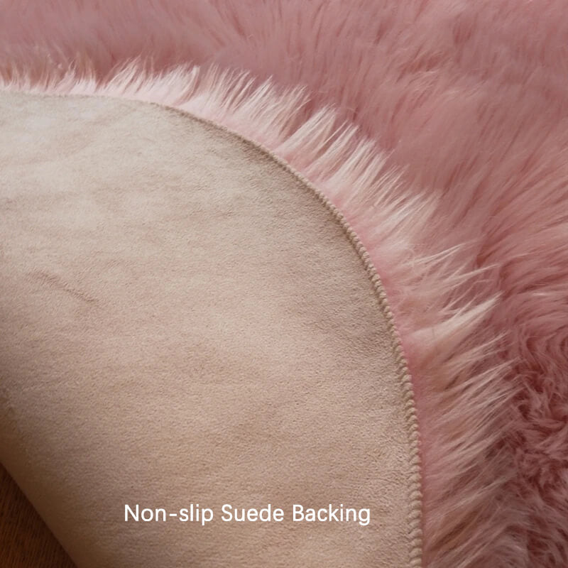 Plush Beige Faux Fur Runner 24 × 47 Inches — Sheepskin Style, Anti-Slip