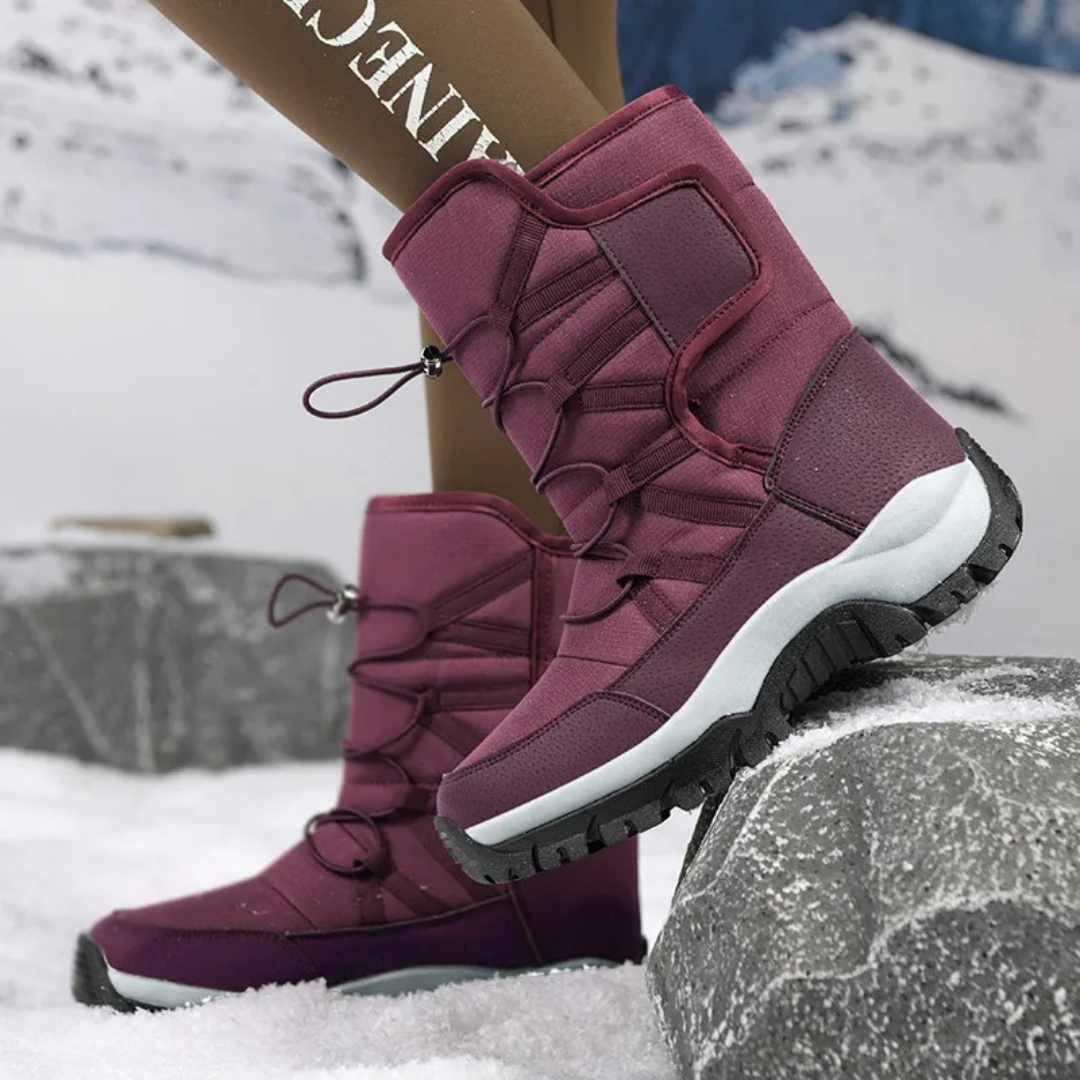 Waterproof Snow Boots — Plush-Lined Slip-On, Non-Slip Rubber Sole