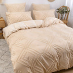 Grid Tufted Soft Bedding Duvet Cover Set - Euroselle