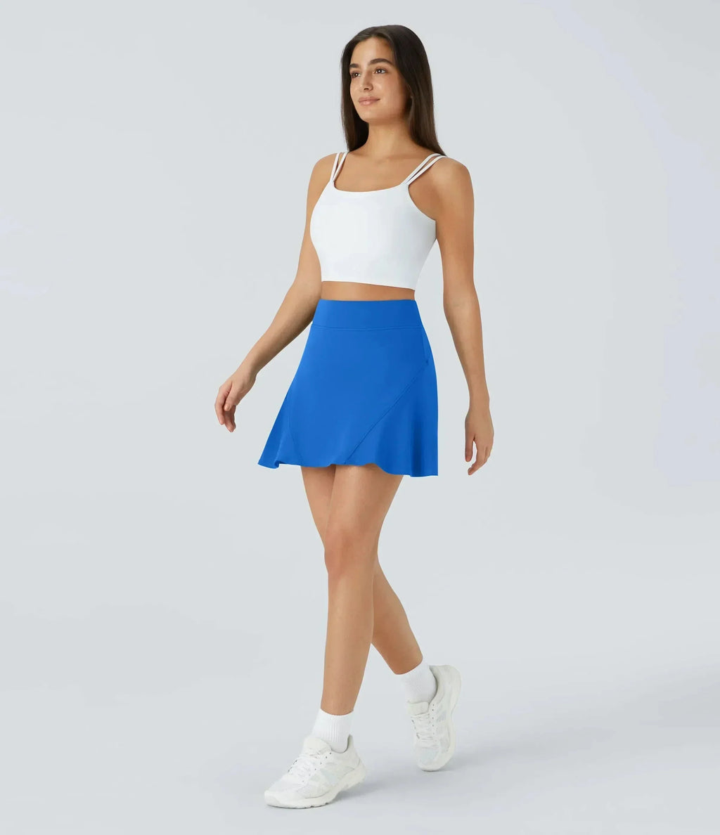 Baseline Pro Dual-Function Tennis Skirt — Flat Waistband, Hidden Pockets