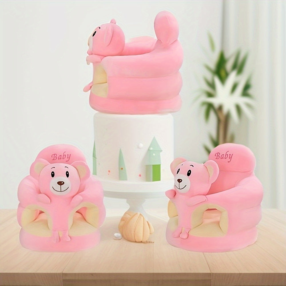 Cadeira de peluche com animal para bebé aprender a sentar-se — cadeira com encosto macio