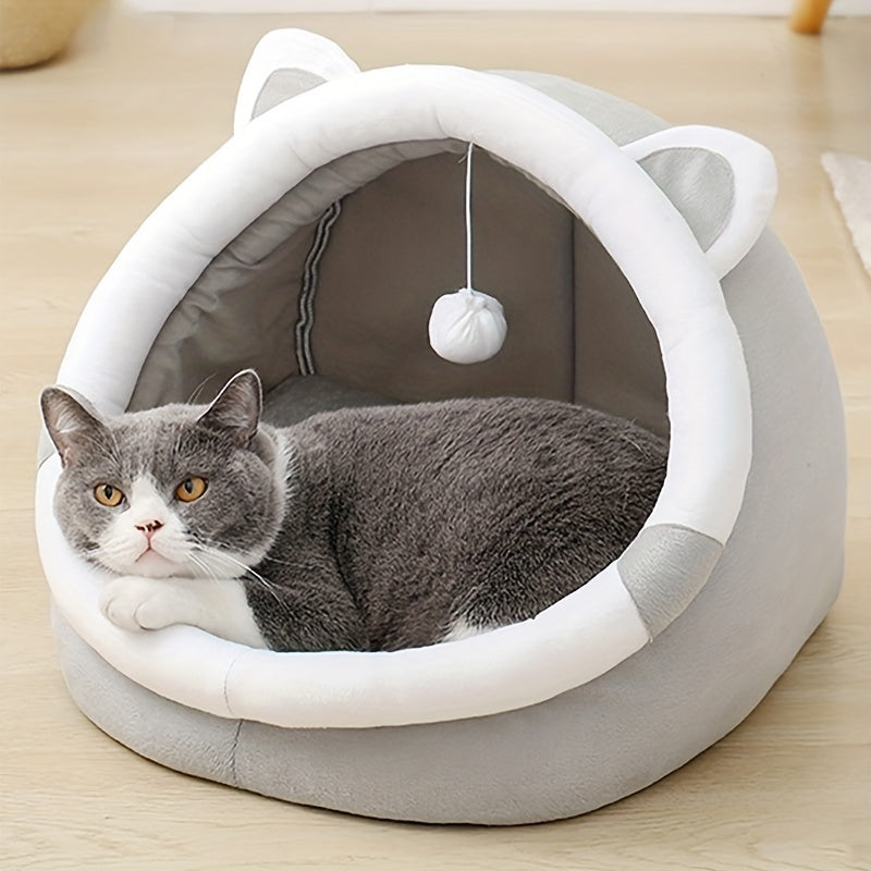 Soft Cozy Cat Cave Bed Cute Plush Hideout for Cats - Euroselle