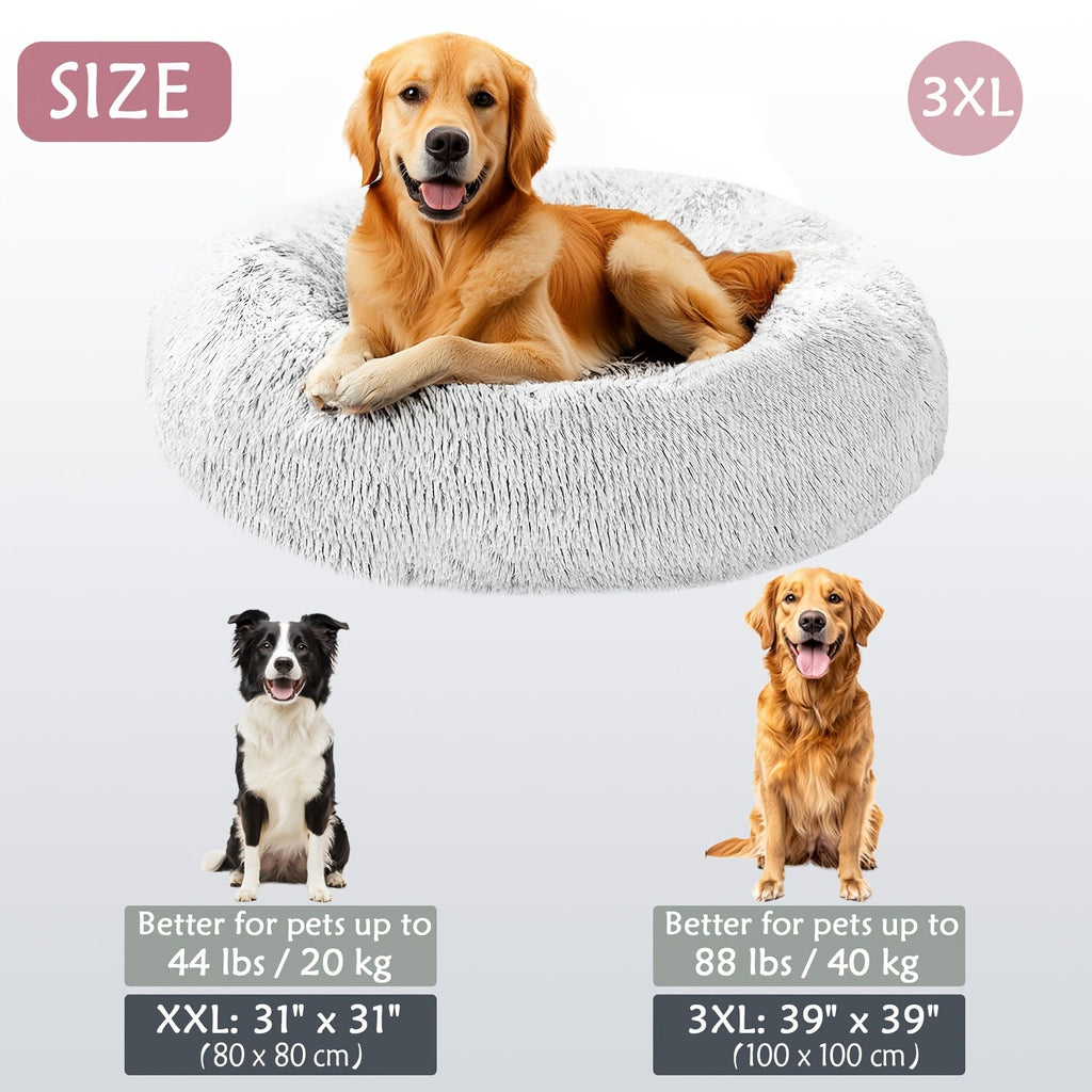 Soft Faux Fur Donut Pet Bed for Small to Large Dogs & Cats - Euroselle
