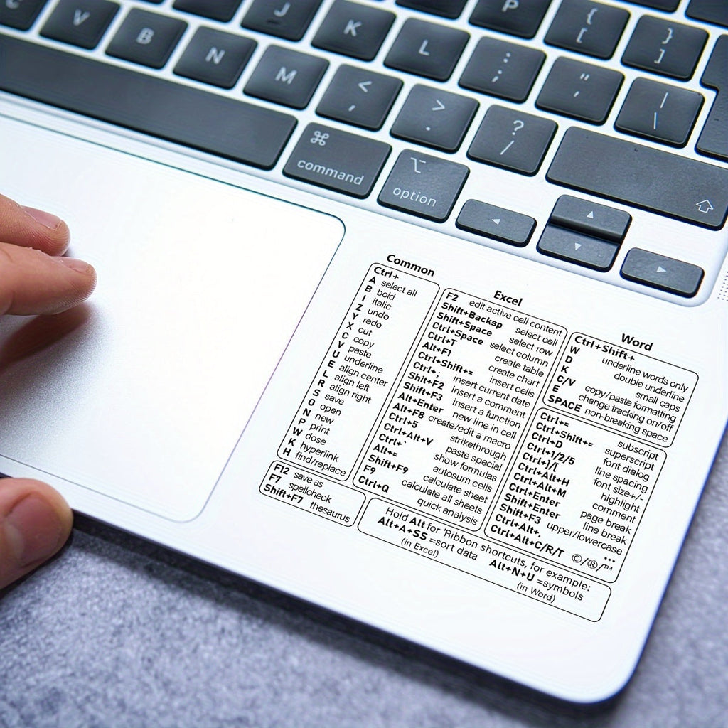 Transparent PVC Keyboard Shortcut Skin Quick Reference Overlay for Excel, Word & Windows - Euroselle