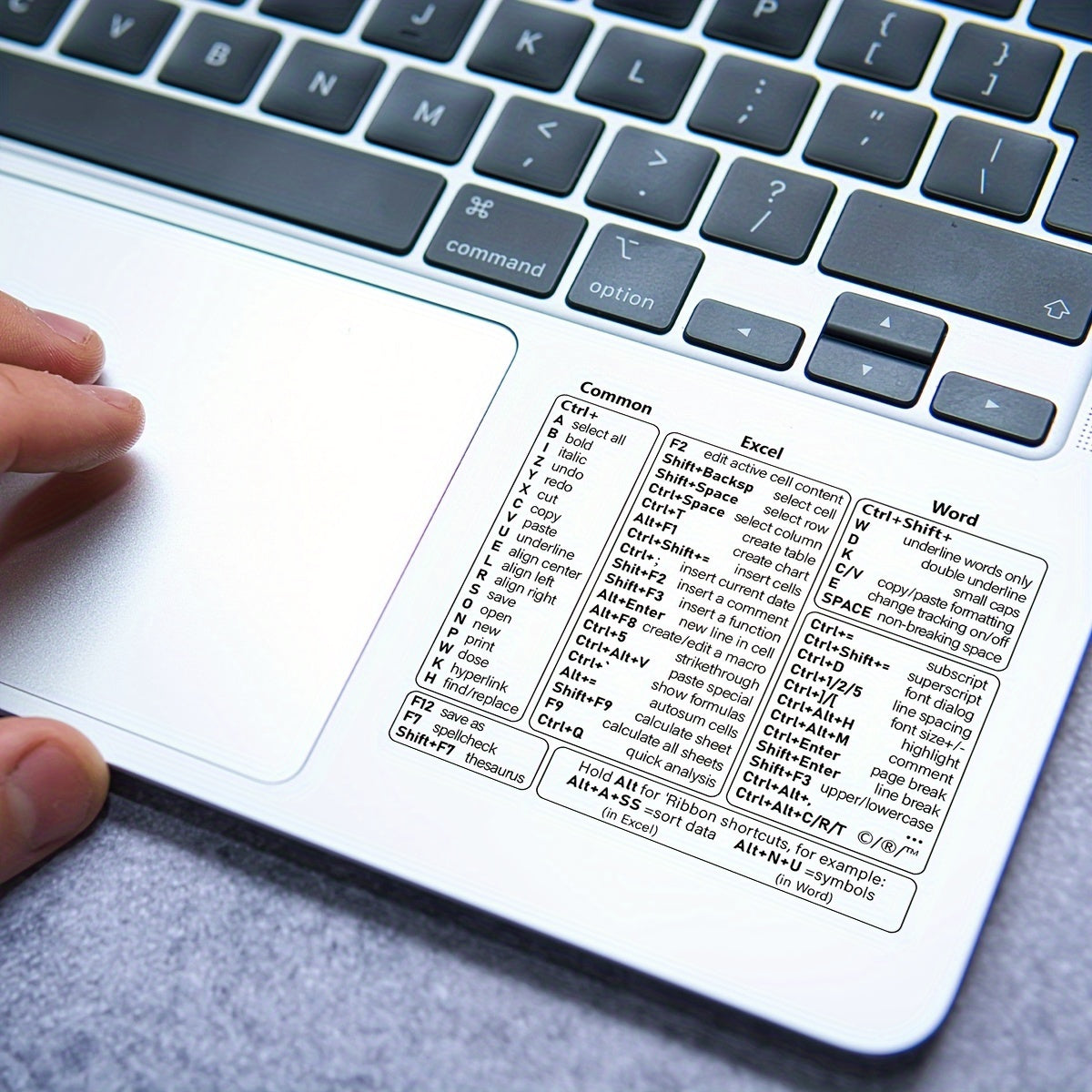 Transparent PVC Keyboard Shortcut Skin Quick Reference Overlay for Excel, Word & Windows - Euroselle