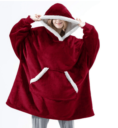 CozyNest fleecefodrad hoodie-filt — bärbar design med fastsydd huva