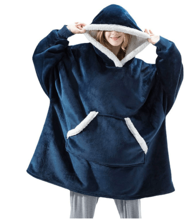 CozyNest fleecefodrad hoodie-filt — bärbar design med fastsydd huva