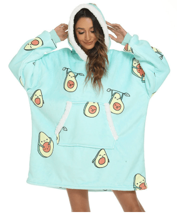 CozyNest fleecefodrad hoodie-filt — bärbar design med fastsydd huva