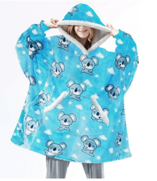 CozyNest fleecefodrad hoodie-filt — bärbar design med fastsydd huva