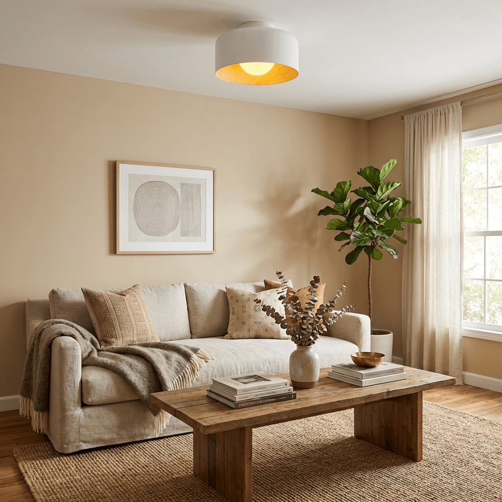 Nimbus Wood-Grain Globe Flush Mount Ceiling Light