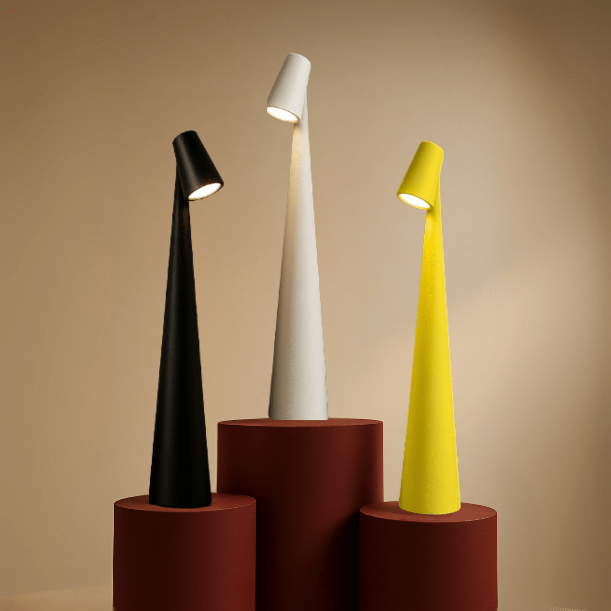Stylish Rechargeable Metal Table Lamp — Cord-Free LED Warm Light
