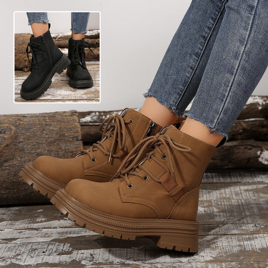 Bottines à lacets à talon carré