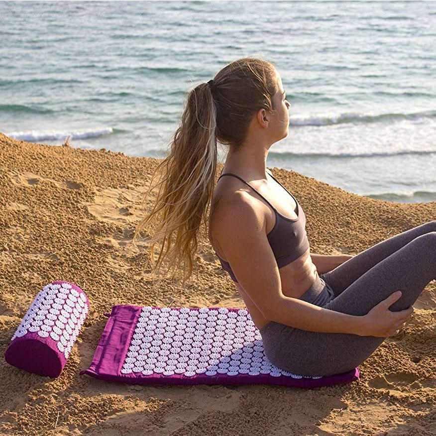 CalmFlex akupressur-yogamatta och kuddeset – tryckpunkter