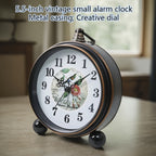 European Vintage Metal Bedside Alarm Clock Silent Analog Large Display - Euroselle