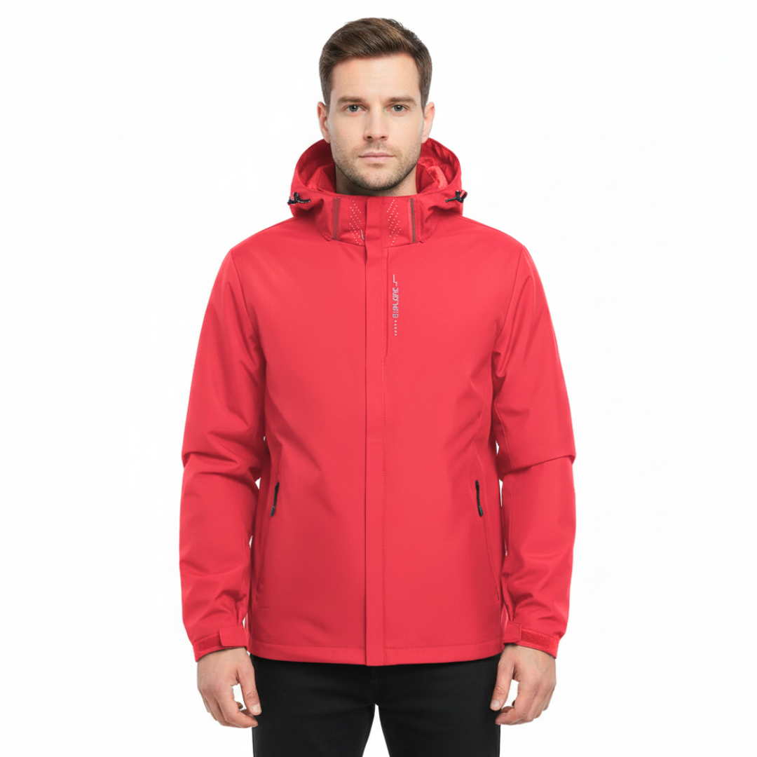 Veste de pluie légère à fermeture éclair pour homme — coque respirante à capuche