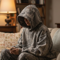 Hanorac unisex oversized cu imprimeu camuflaj — streetwear, glugă cu două straturi