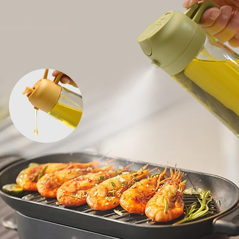 Skleněný rozprašovač oleje a nalévací láhev 16 oz — dvojí funkce, široké hrdlo