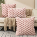 Raised-Texture Throw Pillow Cover — Blush Blended Fabric, Zip Closure