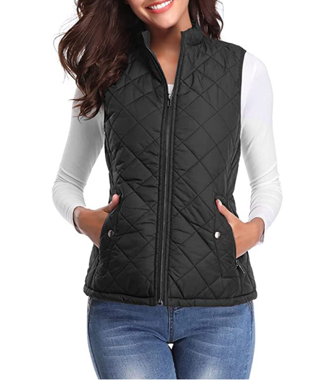Women's Lightweight Quilted Zip-Front Vest — Slim Layering Piece