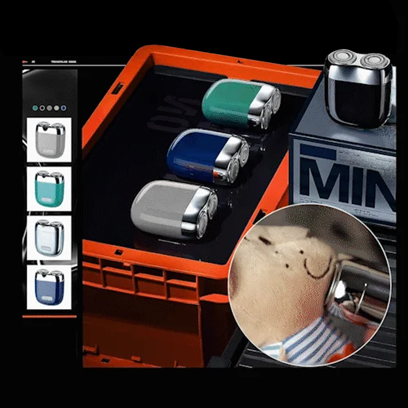 Máquina de barbear de viagem recarregável para homem — USB, à prova de água, para utilização a seco ou molhado, alumínio