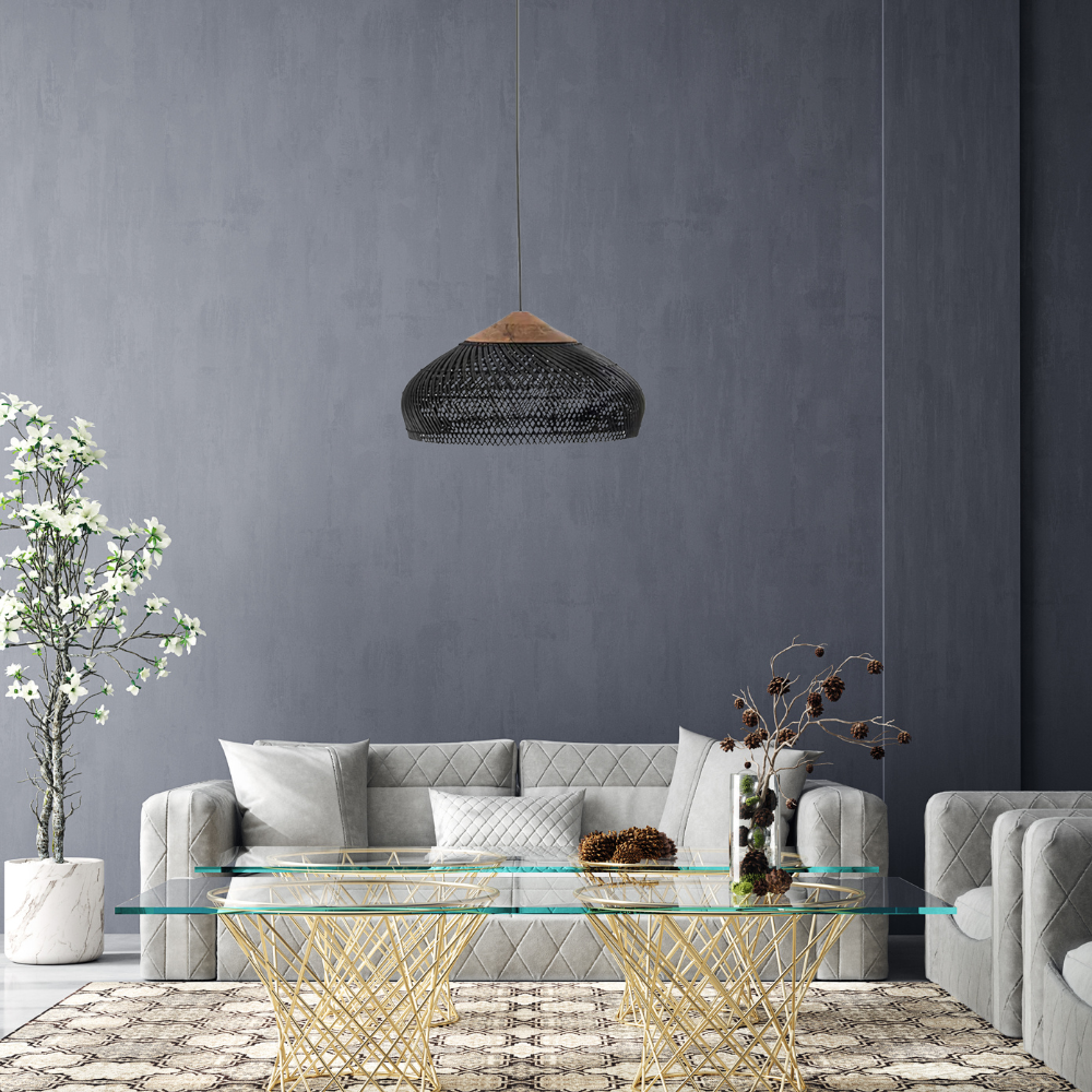 Gewebte Bambus-Hängelampe, 24 Inch, natürlicher Schirm, verstellbares Kabel, E26-Fassung, Boho-Deckenleuchte im Landhausstil für Esszimmer, Kücheninsel Li