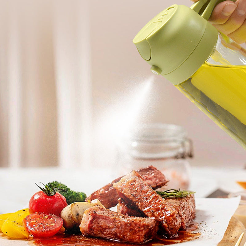 Skleněný rozprašovač oleje a nalévací láhev 16 oz — dvojí funkce, široké hrdlo