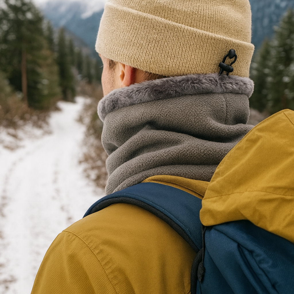 Verstellbarer Fleece-Schlauchschal – Kordelzug als Windschutz