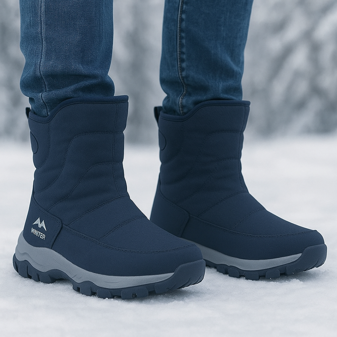 Men's Insulated Waterproof Ankle Snow Boots — Side Zip, Non-Slip