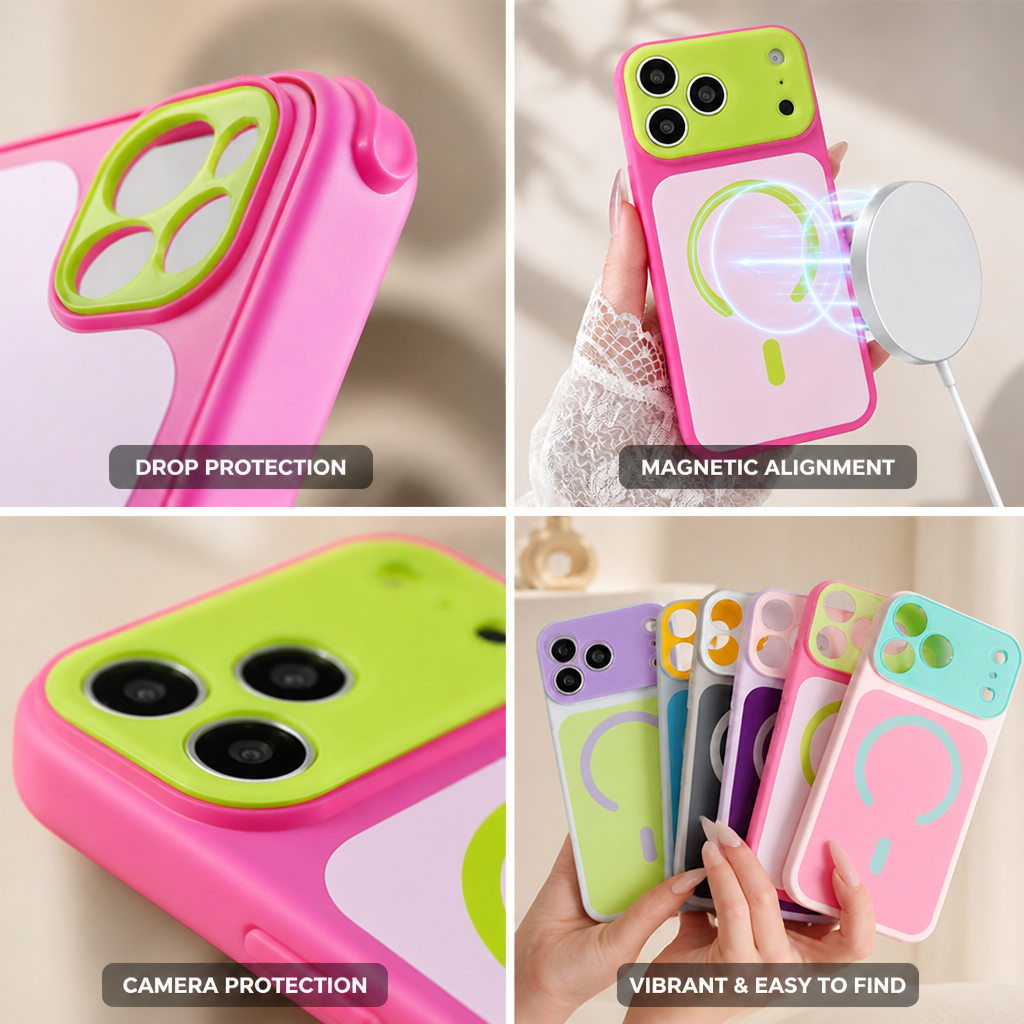 Magnetisk iPhone 13-17-cover — forstærkede hjørner, trådløs opladning