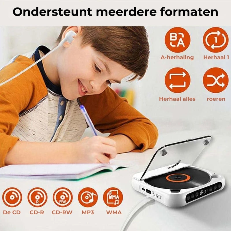 Lettore CD ricaricabile — Bluetooth 5.3, MP3/CD-R, USB-C, 3.5mm
