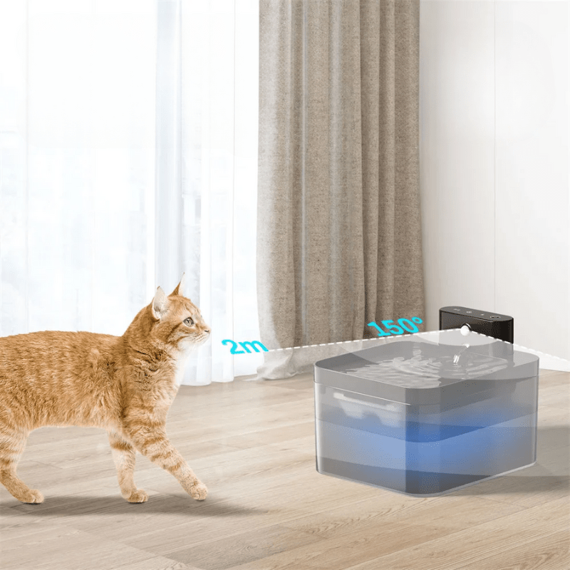 Fuente de agua para gatos AquaPulse — filtración de agua activada por un sensor de movimiento inteligente