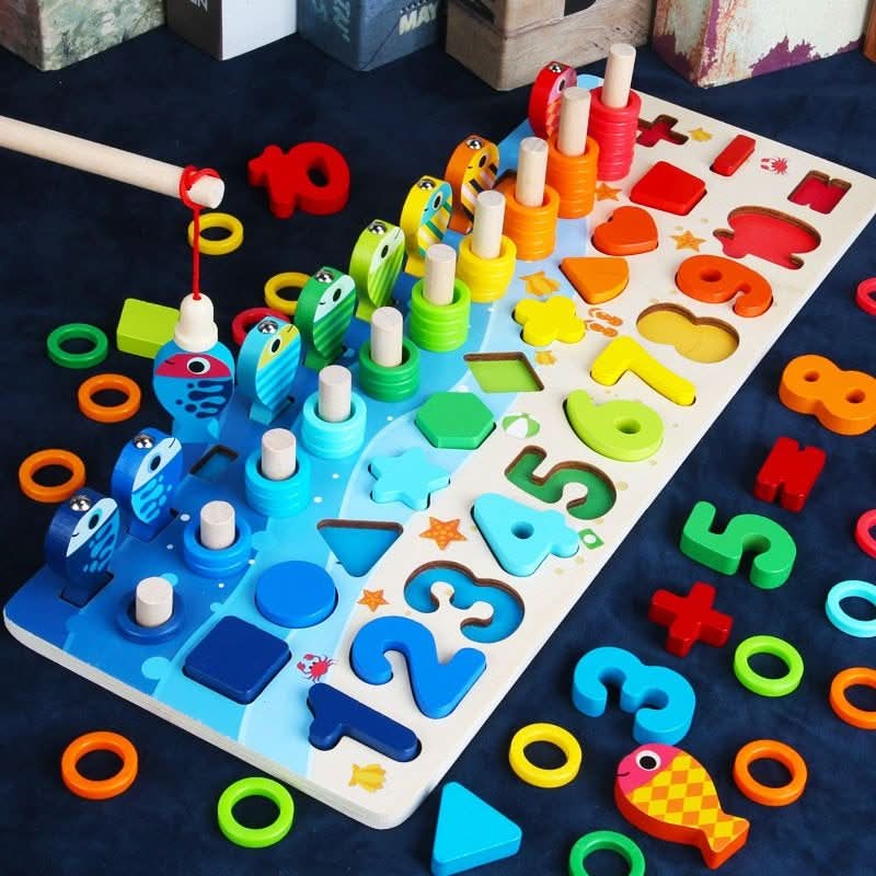 BrightQuest Learning-spillbrett i tre — oppsett for telleøvelser, sett for utvikling av finmotorikk