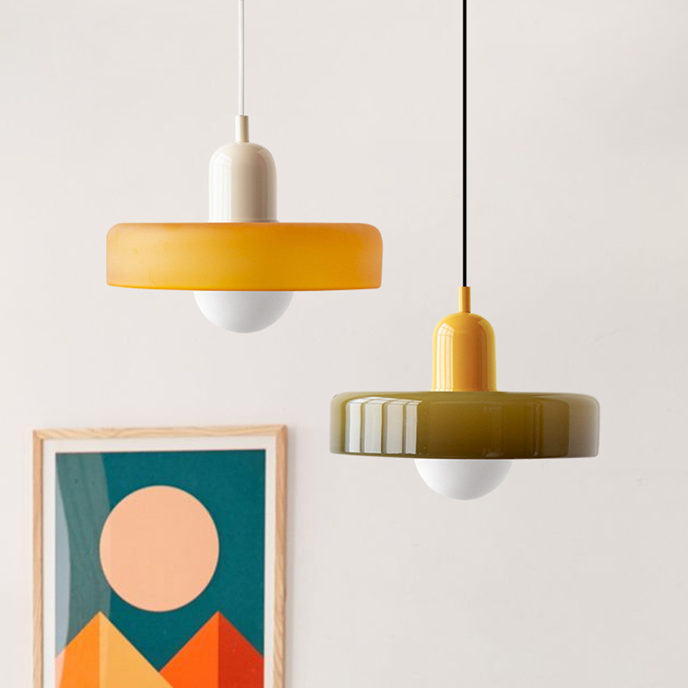 KiraGlass Geometric Bauhaus Pendant Light In Colored Glass